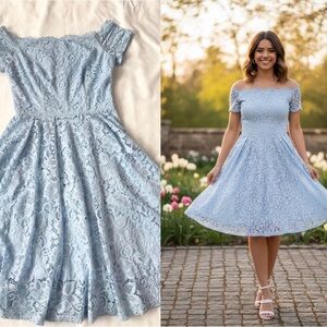 Dressystar light blue floral lace cocktail dress small balletcore coquette pre